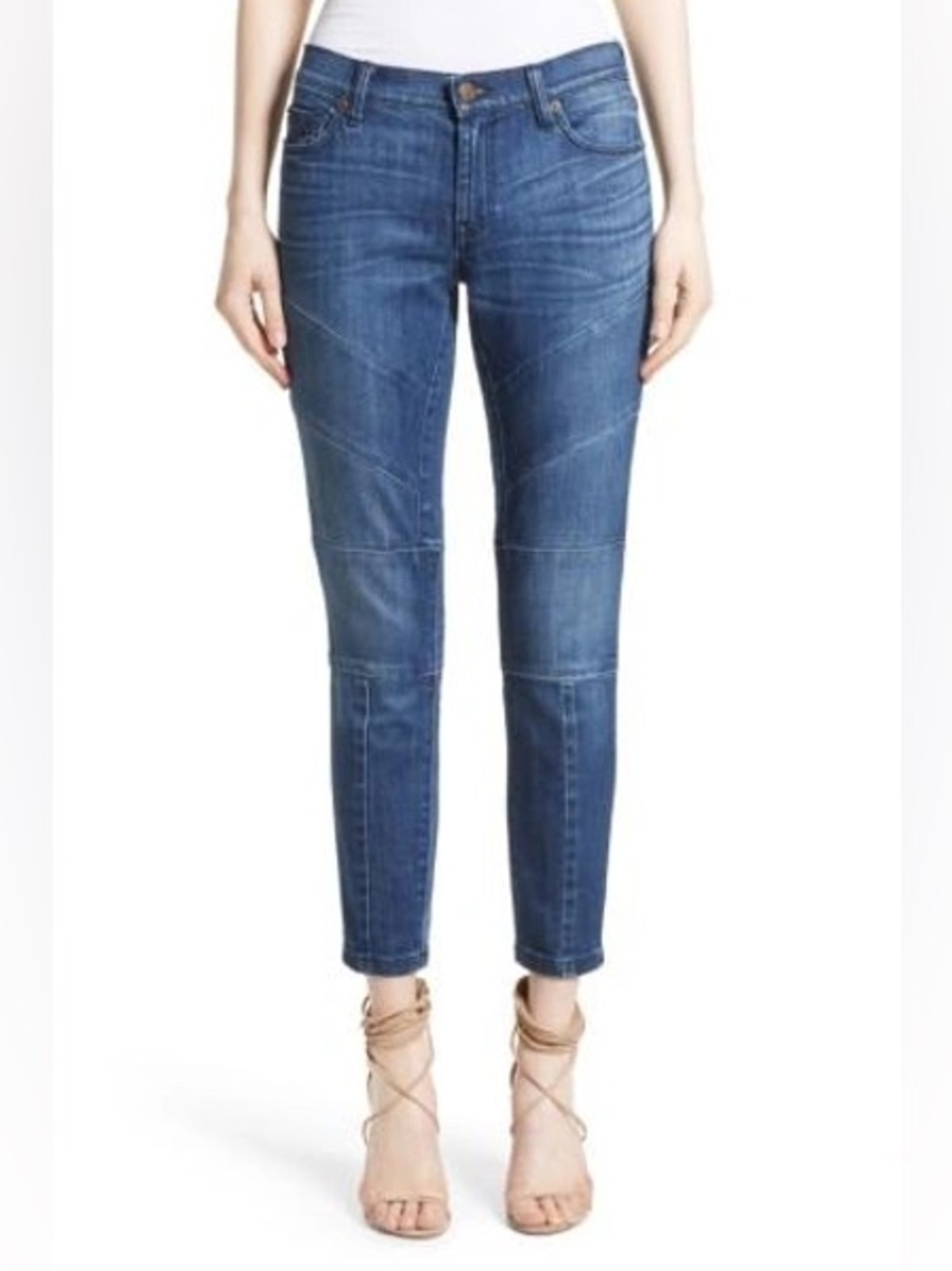 Burberry Arno Paneled Moto Ankle Skinny Jeans Distressed